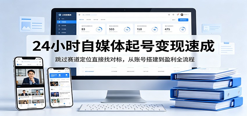 24小时自媒体起号变现速成，跳过赛道定位直接找对标，从账号搭建到盈利全流程-网创项目总站