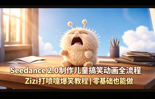 Seedance 2.0制作儿童搞笑动画全流程Zizi打喷嚏爆笑教程｜零基础也能做-网创项目总站
