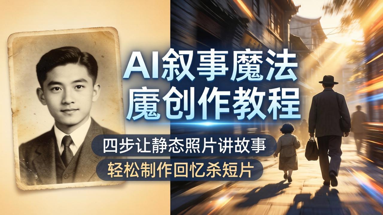 AI叙事魔法创作教程，四步让静态照片讲故事，老照片修复加动态特效，轻松制作回忆杀短片-网创项目总站