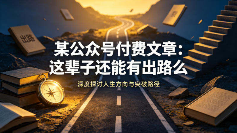 某公众号付费文章：这辈子还能有出路么-网创项目总站