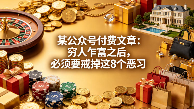 某公众号付费文章：穷人乍富之后，必须要戒掉这8个恶习-网创项目总站