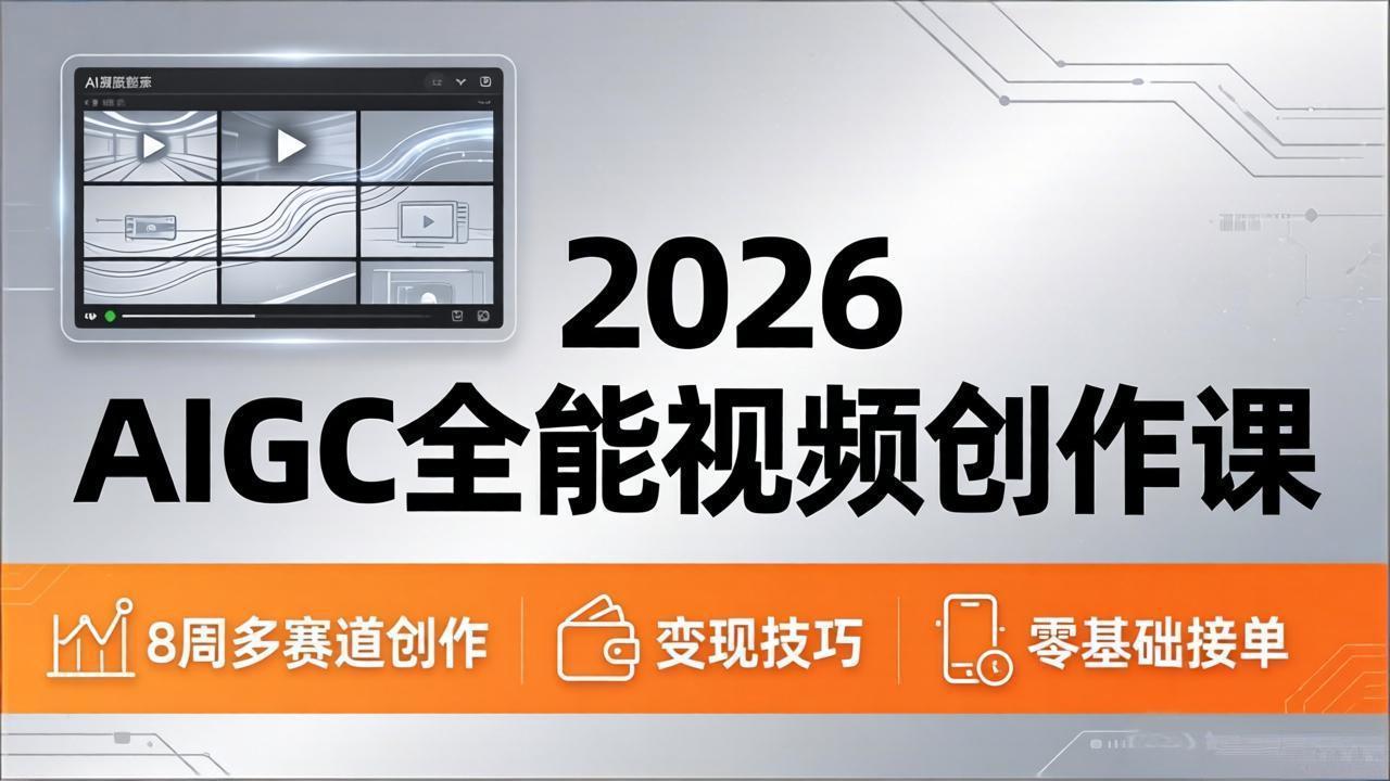 2026AIGC全能视频创作课，8周吃透多赛道创作+变现，零基础也能高效出片接单-网创项目总站