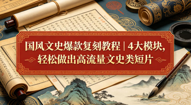 国风文史爆款复刻教程｜4大模块，轻松做出高流量文史类短片-网创项目总站