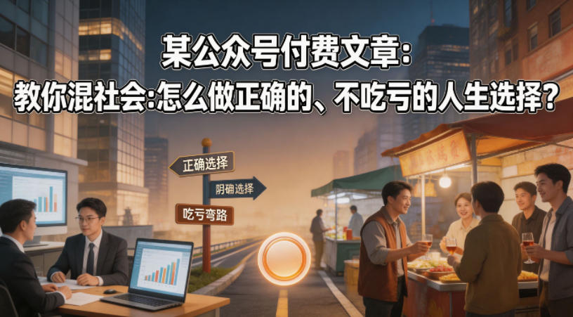 某公众号付费文章：教你混社会：怎么做正确的、不吃亏的人生选择？-网创项目总站