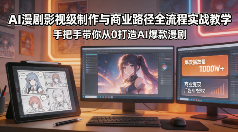 AI漫剧影视级制作与商业路径全流程实战教学，手带你从0打造AI爆款漫剧-网创项目总站