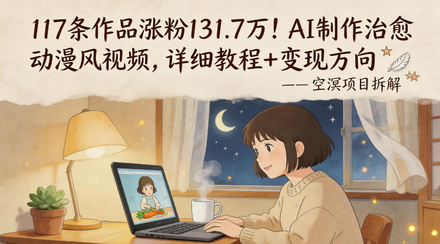 117条作品涨粉131.7W！AI制作治愈动漫风视频，详细教程+变现方向-网创项目总站
