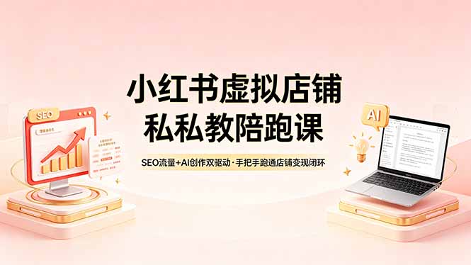 小红书虚拟店铺私教陪跑课，SEO流量+AI创作双驱动，手把手跑通店铺变现闭环-网创项目总站
