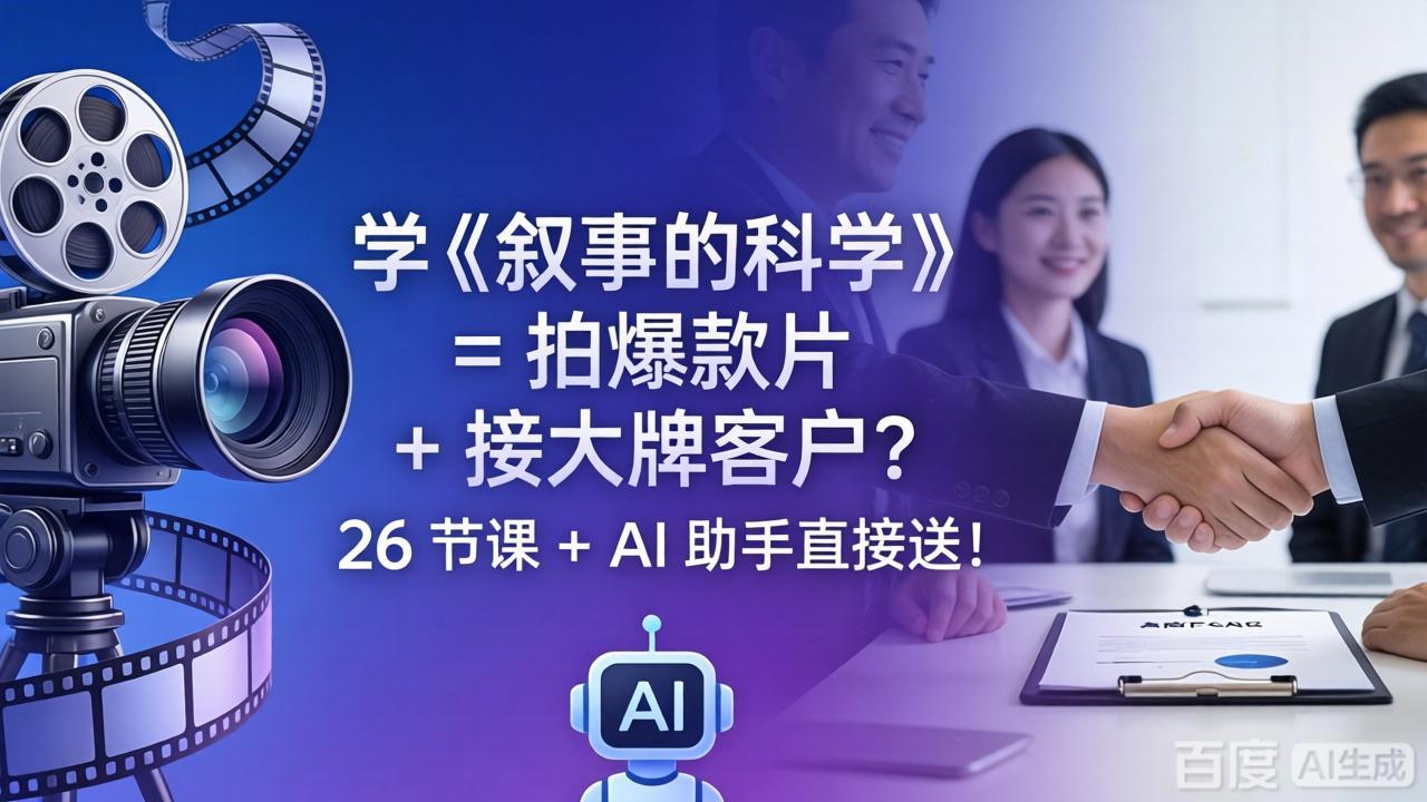 学《叙事的科学》= 拍爆款片 + 接大牌客户？26 节课 + AI 助手直接送！-网创项目总站