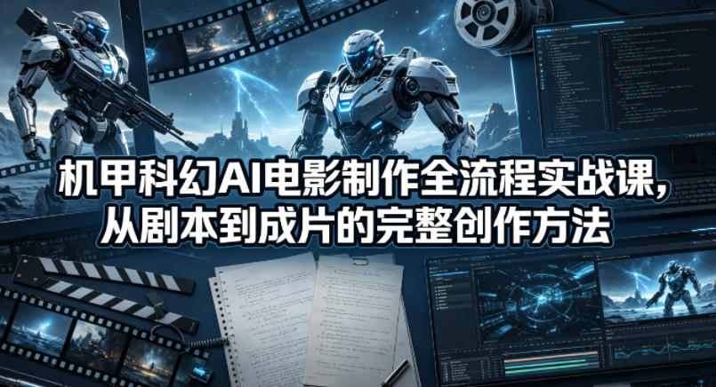 机甲科幻AI电影制作全流程实战课，从剧本到成片的完整创作方法-网创项目总站