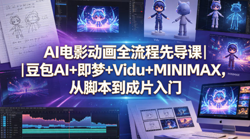 AI电影动画全流程先导课｜豆包AI+即梦+Vidu+MINIMAX，从脚本到成片入门-网创项目总站