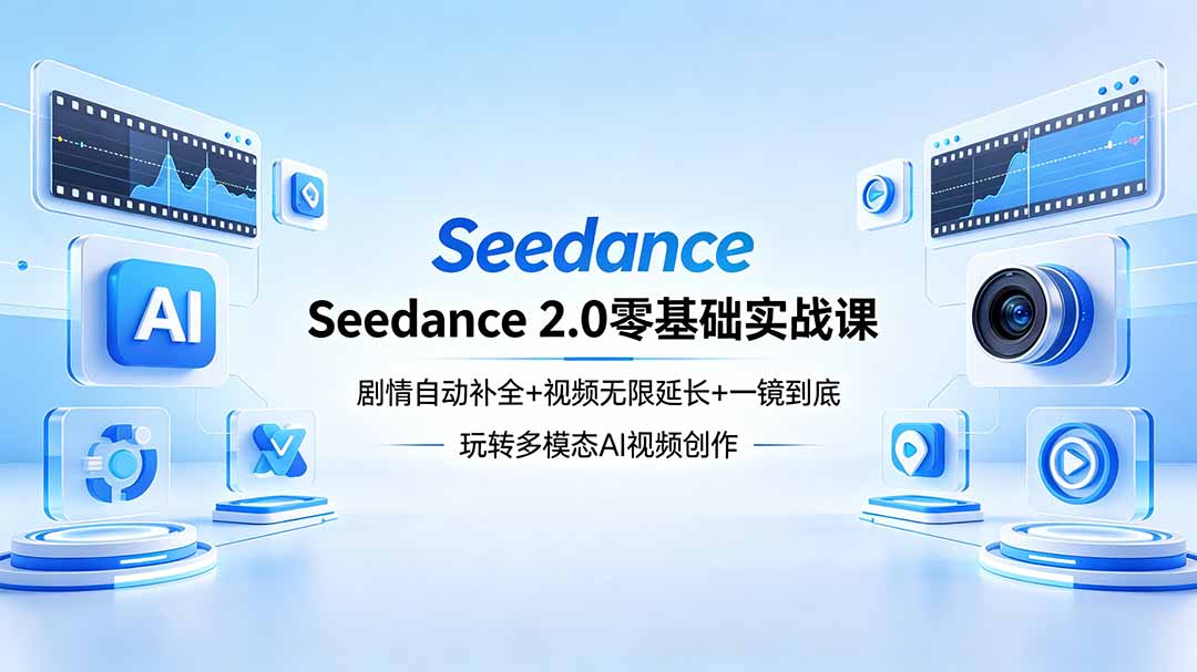 Seedance 2.0零基础实战课：剧情自动补全+视频无限延长+一镜到底：玩转多模态AI视频创作-网创项目总站