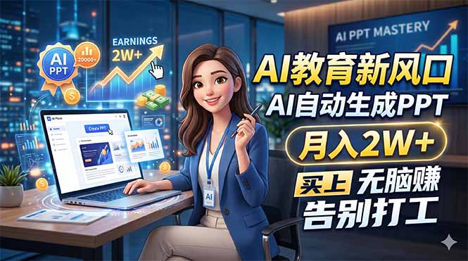 AI教育新风口，AI自动生成PPT，月入2W+，无脑赚，告别打工-网创项目总站