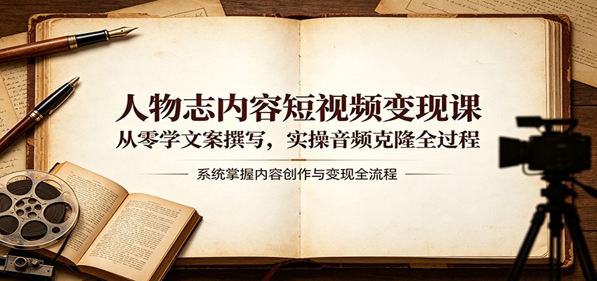 人物志内容短视频变现课：从零学文案撰写，实操音频克隆全过程-网创项目总站