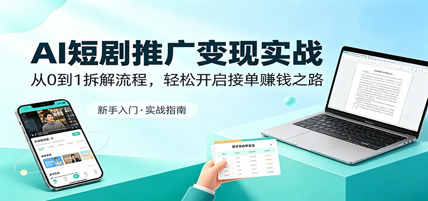 AI短剧推广变现实战：从0到1拆解流程，轻松开启接单赚钱之路-网创项目总站