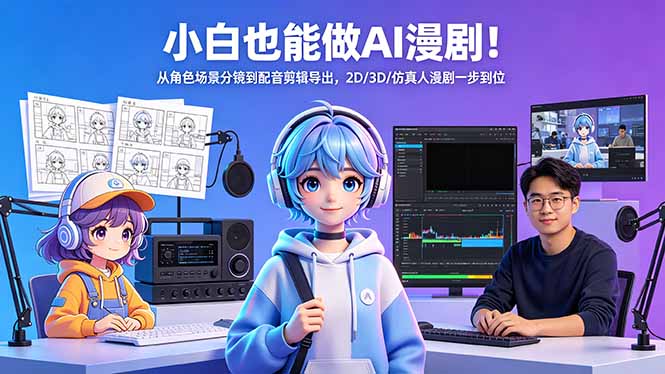 小白也能做AI漫剧！从角色场景分镜到配音剪辑导出，2D/3D/仿真人漫剧一步到位-网创项目总站