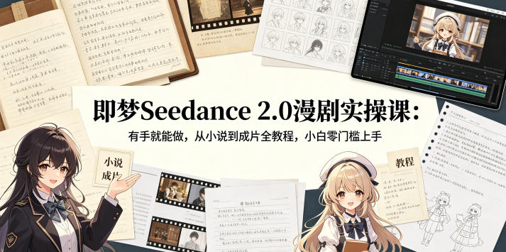 即梦Seedance 2.0漫剧实操课:有手就能做,从小说到成片全教程,小白零门槛上手-网创项目总站