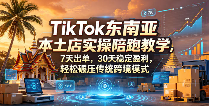TikTok东南亚本土店实操陪跑教学，7天出单，30天稳定盈利，轻松碾压传统跨境模式-网创项目总站