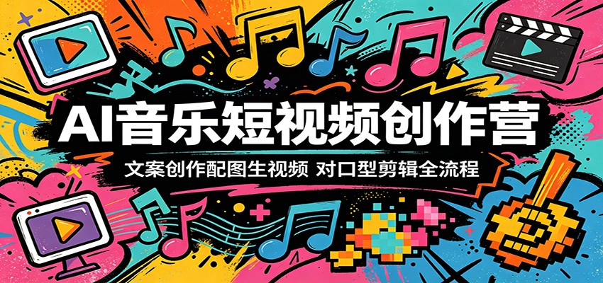 AI音乐短视频创作营：文案创作配图生视频，对口型剪辑全流程-网创项目总站