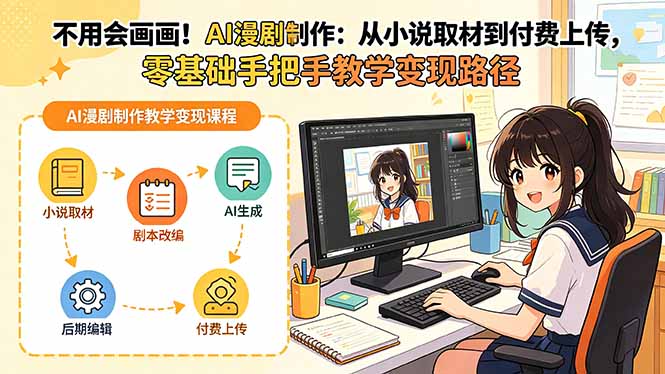 不用会画画！AI漫剧制作：从小说取材到付费上传，零基础手把手教学变现路径-网创项目总站