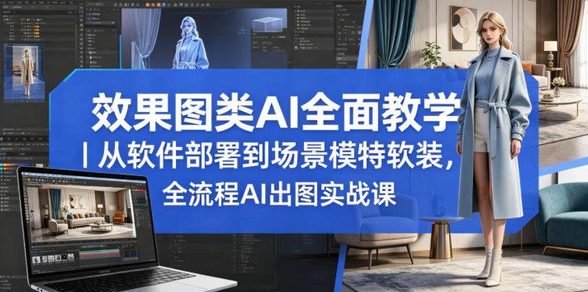 效果图类AI全面教学｜从软件部署到场景模特软装，全流程AI出图实战课-网创项目总站