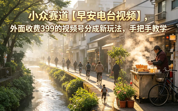 小众赛道【早安电台视频】，外面收费399的视频号分成新玩法，手把手教学-网创项目总站