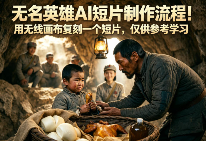 无名英雄AI短片制作流程！用无线画布复刻一个短片，仅供参考学习-网创项目总站