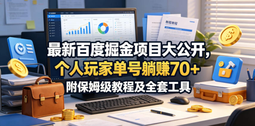 最新百度掘金项目大公开，个人玩家单号躺賺70+，附保姆级教程及全套工具【揭秘】-网创项目总站