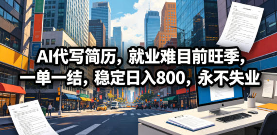 AI代写简历，就业难目前旺季，一单一结，稳定日入800，永不失业-网创项目总站