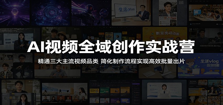 AI视频全域创作实战营：精通三大主流视频品类，简化制作流程实现高效批量出片-网创项目总站