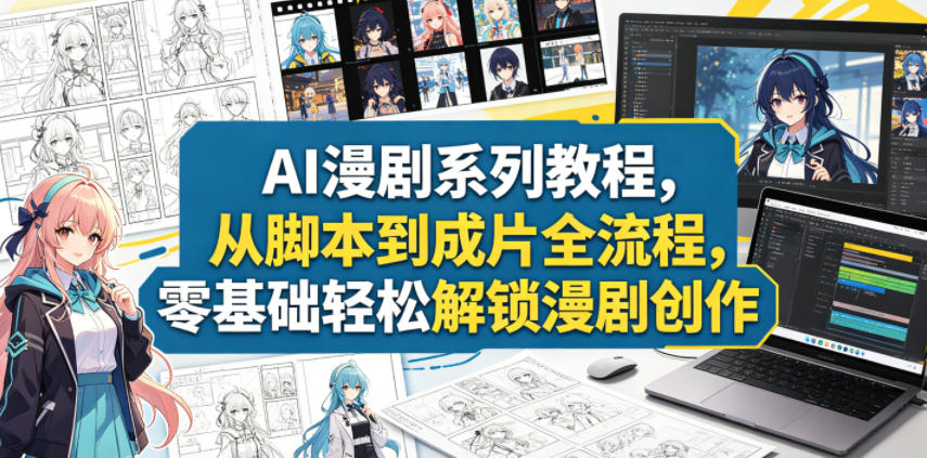 AI漫剧系列教程，从脚本到成片全流程，零基础轻松解锁漫剧创作-网创项目总站