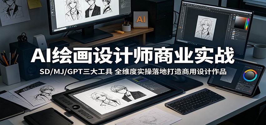AI绘画设计师商业实战：SD/MJ/GPT三大工具，全维度实操落地打造商用设计作品-网创项目总站