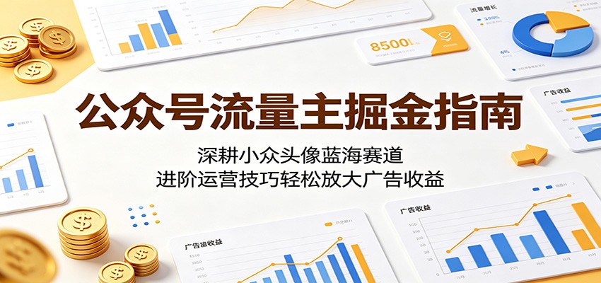 公众号流量主掘金指南：深耕小众头像蓝海赛道，进阶运营技巧轻松放大广告收益-网创项目总站