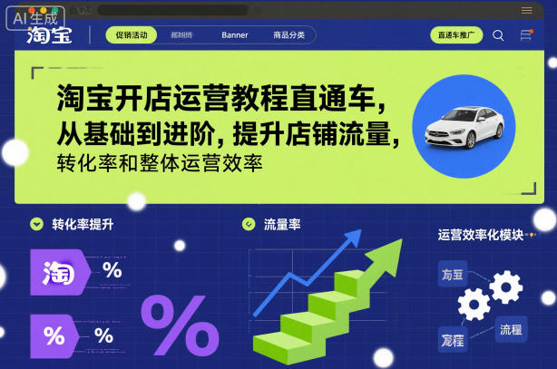 淘宝开店运营教程直通车，从基础到进阶，提升店铺流量，转化率和整体运营效率(更新26年05月27日)-网创项目总站