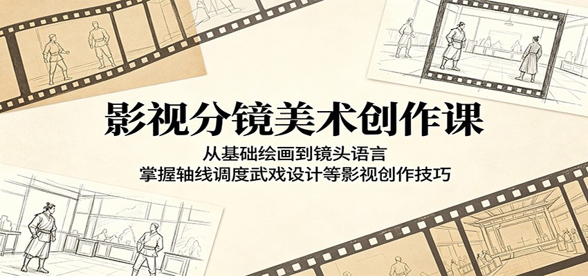 影视分镜美术创作课：从基础绘画到镜头语言，掌握轴线调度武戏设计等影视创作技巧-网创项目总站