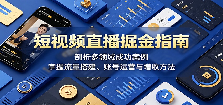 短视频直播掘金指南:剖析多领域成功案例,掌握流量搭建、账号运营与增收方法-网创项目总站