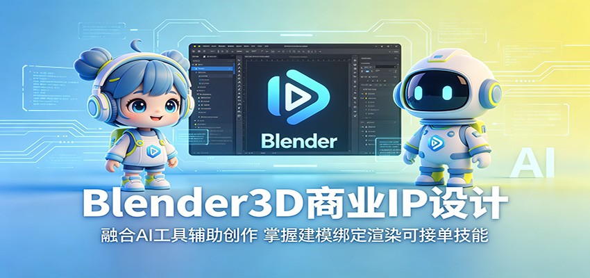 Blender3D商业IP设计:融合AI工具辅助创作,掌握建模绑定渲染可接单技能-网创项目总站
