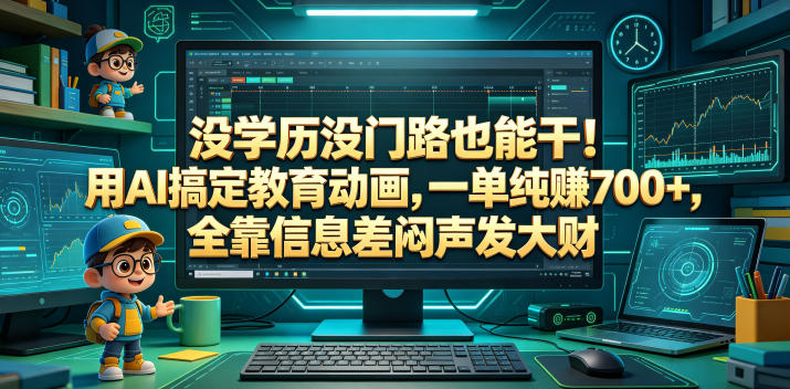 没学历没门路也能干!用AI搞定教育动画,一单纯賺700+,全靠信息差闷声发大财【揭秘】-网创项目总站