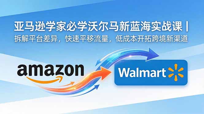 亚马逊卖家必学沃尔玛新蓝海实战课|拆解平台差异,快速平移流量,低成本开拓跨境新渠道-网创项目总站