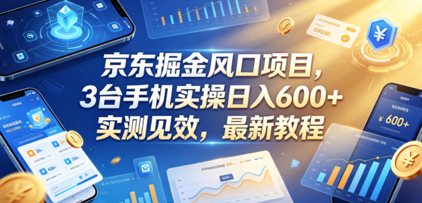 京东掘金风口项目,3台手机实操日入600+,实测见效,最新教程【揭秘】-网创项目总站