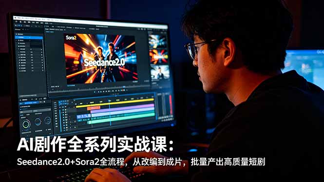 AI剧作全系列实战课：Seedance2.0+Sora2全流程，从改编到成片，批量产出高质量短剧-网创项目总站