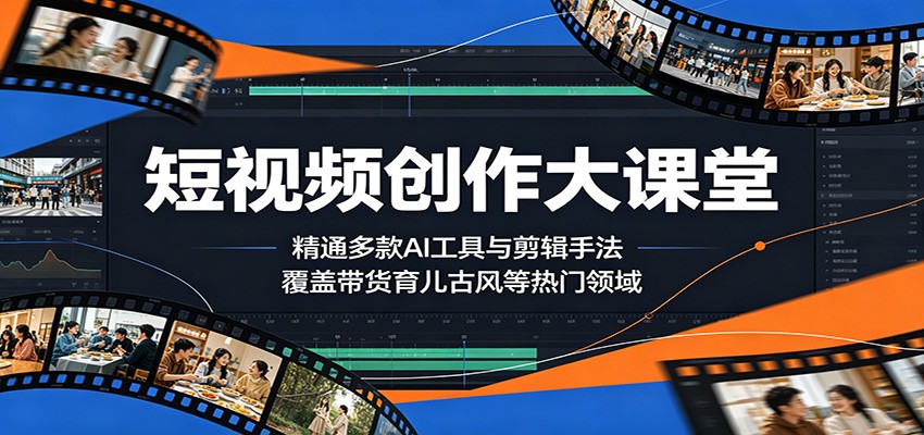 短视频创作大课堂：精通多款AI工具与剪辑手法，覆盖带货、育儿、古风等热门领域-网创项目总站