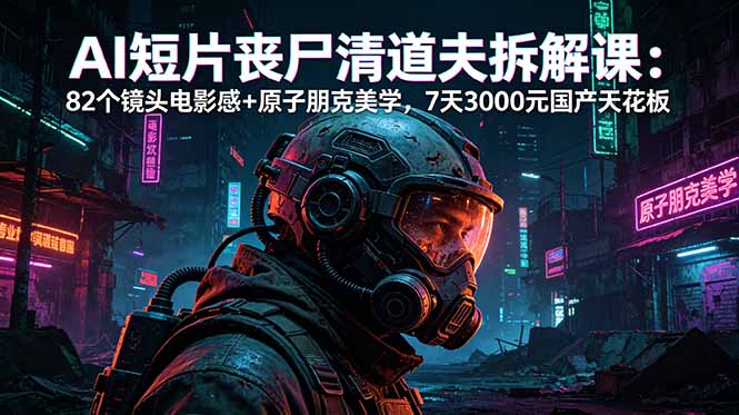AI短片《丧尸清道夫》拆解课：82个镜头电影感+原子朋克美学，7天3000元国产天花板-网创项目总站