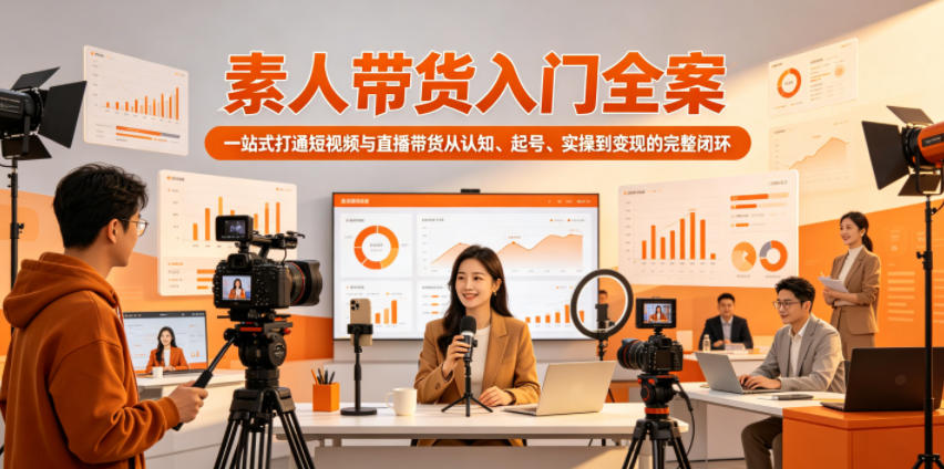 素人带货入门全案，一站式打通短视频与直播带货从认知、起号、实操到变现的完整闭环-网创项目总站