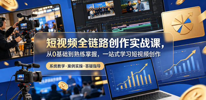短视频全链路创作实战课，从0基础到熟练掌握，一站式学习短视频创作-网创项目总站