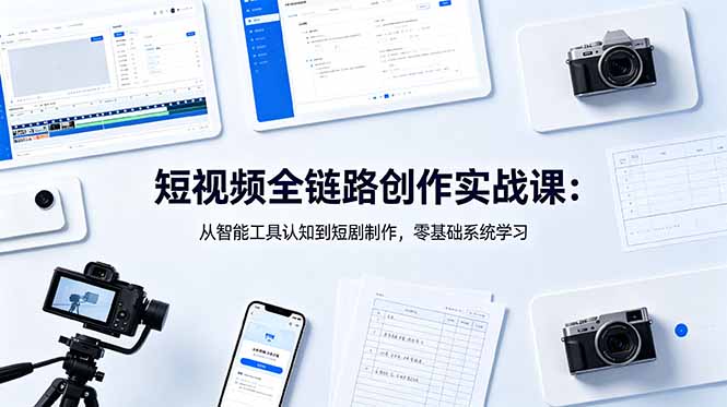 短视频全链路创作实战课：从智能工具认知到短剧制作，零基础系统学习-网创项目总站