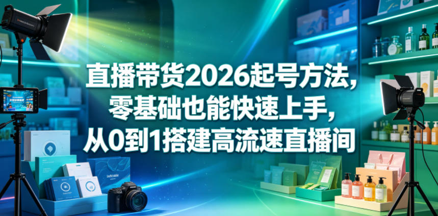 直播带货2026起号方法，零基础也能快速上手，从0到1搭建高流速直播间-网创项目总站