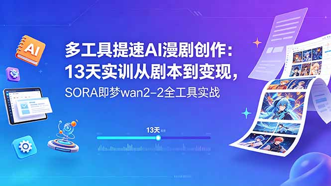 多工具提速AI漫剧创作：13天实训从剧本到变现，SORA即梦wan2-2全工具实战-网创项目总站