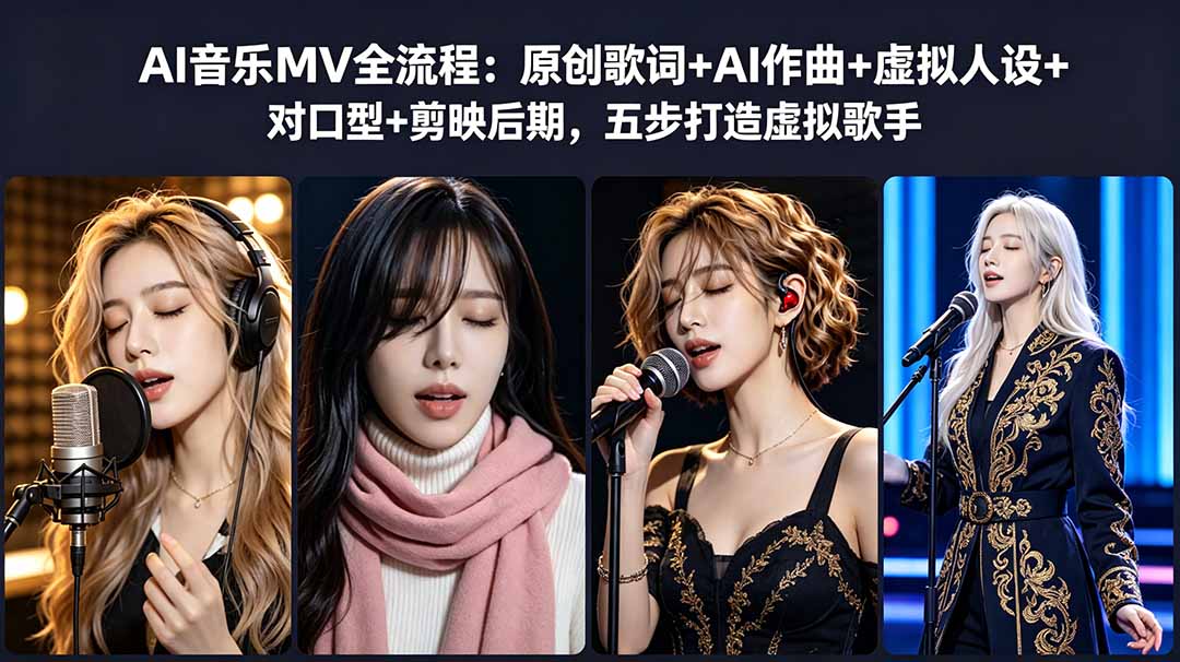 AI音乐MV全流程：原创歌词+AI作曲+虚拟人设+对口型+剪映后期，五步打造虚拟歌手-网创项目总站