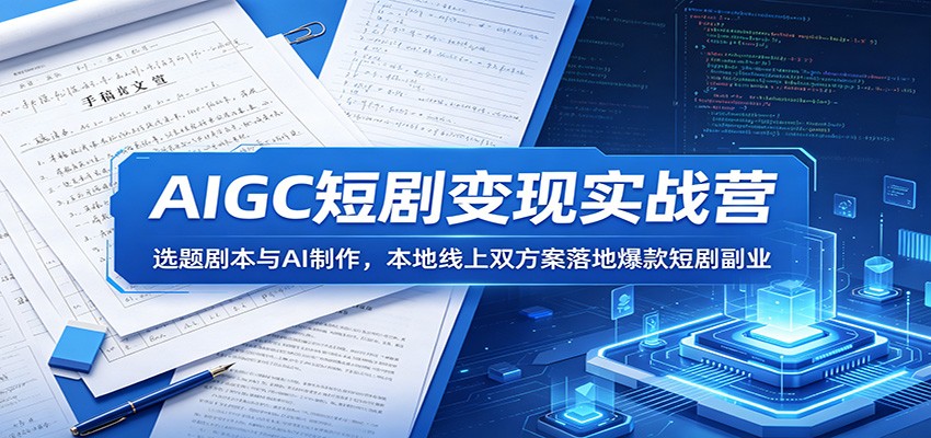 AIGC短剧变现实战营：选题剧本与AI制作，本地线上双方案落地爆款短剧副业-网创项目总站