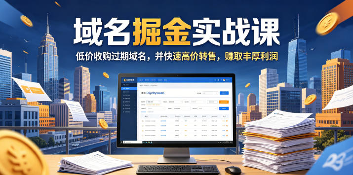 域名交易掘金实战课，低价收购过期域名，并快速高价转售，賺取丰厚利润【原创双语字幕】-网创项目总站